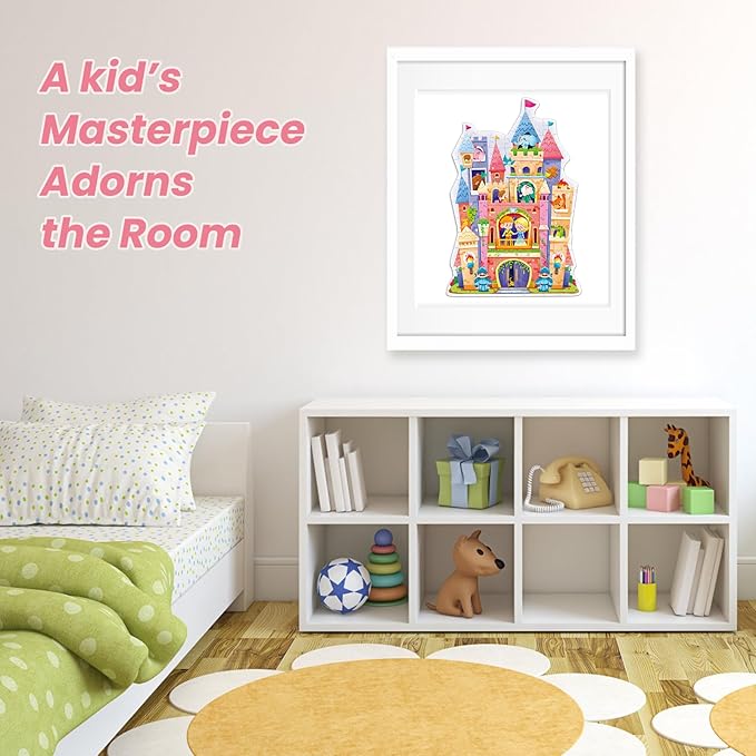 ELX 60 Piece Castle Jigsaw Puzzle for Kids 3+, Large Floor Puzzle for Preschool Learning with Storage Bag, Educational Toy Gift Birthday and Christmas for Boys Girls