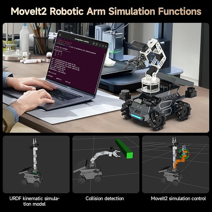 Yahboom ROS2 AI Robot Kit with Jetson Orin NX 8GB Super Large AI Model Supports 3D Mapping Navigation,Movelt Simulation,AI Vision,App Control
