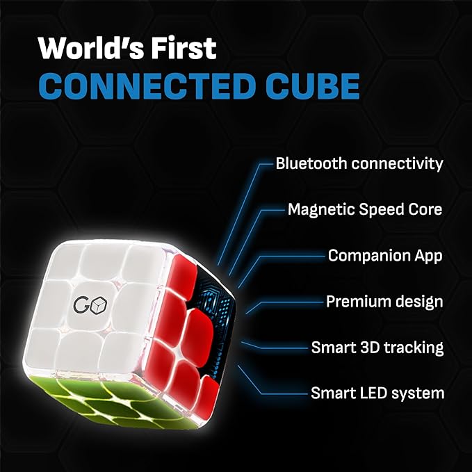 GoCube Edge, The Connected Electronic Bluetooth Cube - Award-Winning 3x3 Magnetic Speed Cube - App Enabled Interactive Smart Cube - Best Gift for Kids & Adults - STEM Brain Teaser Puzzles - Free App