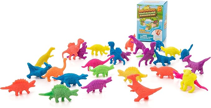 IPIDIPI TOYS Water Growing Dinosaur Toys for Kids – Fun Party Favors, Goodie Bag Stuffers, Classroom Activities and Holiday Prizes – Assorted Colors, Pack of 25