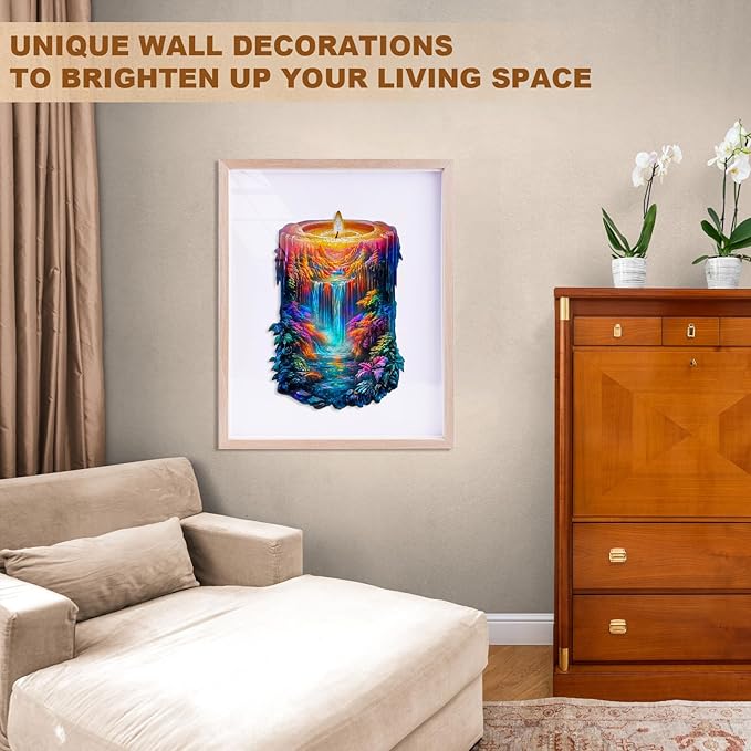 Wooden Puzzles for Adults, Wooden Jigsaw Puzzles for Adults Kids, Enchanted Flame Unique Shaped Wood Puzzles Adult, Creative Gifts for Friends Family Game, Home Decor(11.4 * 7.8in 155pcs)