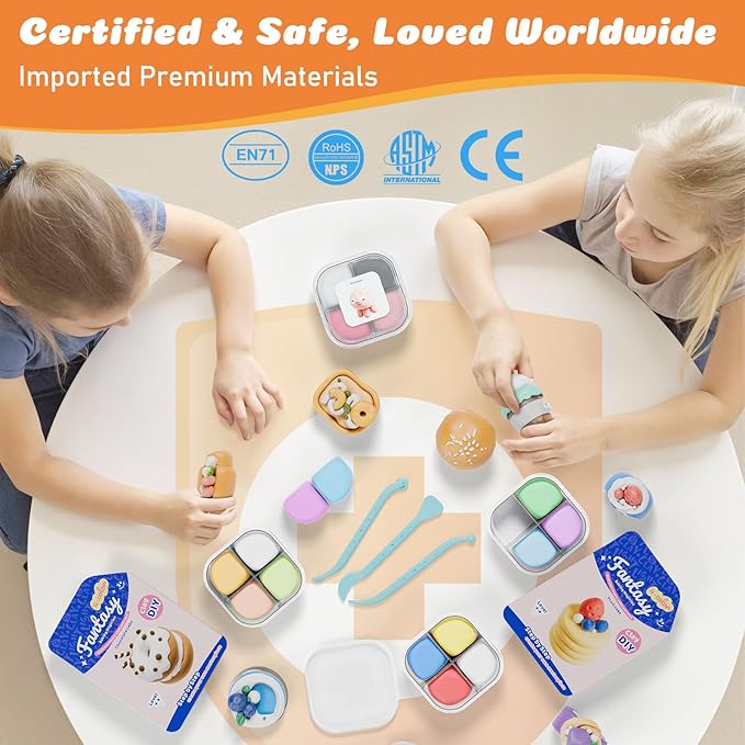 Air Dry Modeling Clay for Kids - Baking Artisan, 12 Boxes Clay Kit with 4 Tools & Tutorials, Soft DIY Craft Kit for Art Projects, Creative Gift for Boys & Girls Ages 3+