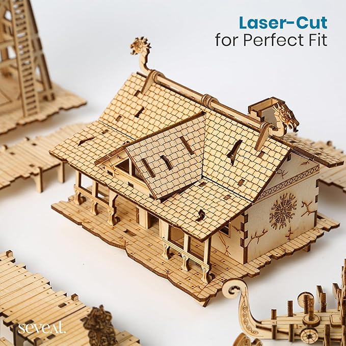 Mechanical 3D Wooden Puzzles, Brain-Teasing Puzzle Game for Every Occasion, Ideal Gifts for Teens and Adults (Viking Fishery)