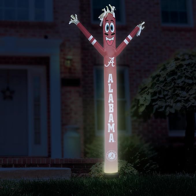 NCAA Alabama Crimson Tide Football Wacky Waving Inflatable Tube Guy with LED Lights & Built-in Blower - 6" x 36" x 96" Inflatable Tube Man Crazy Sports Fan Outdoor Party Decoration