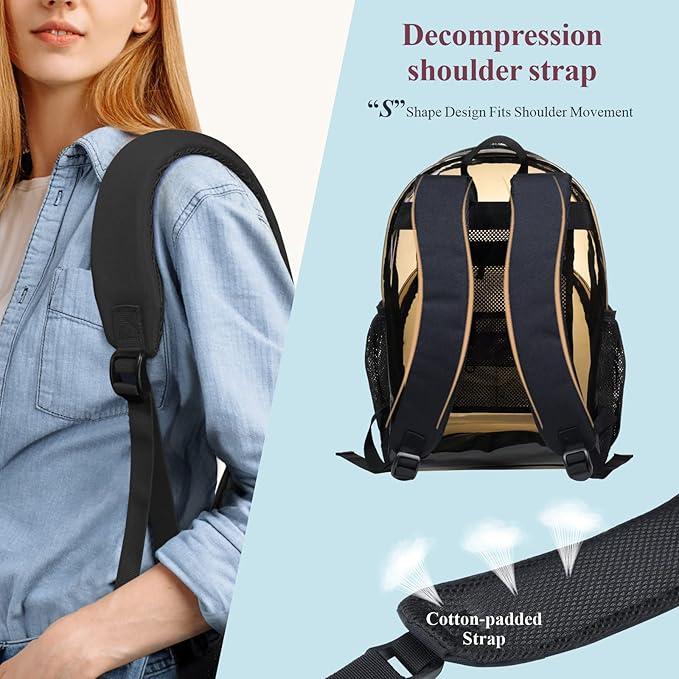 PACKISM Clear Backpack - 17 inch Heavy Duty Clear Backpacks for School, Large Transparent Bookbag for Students (Age 12+)