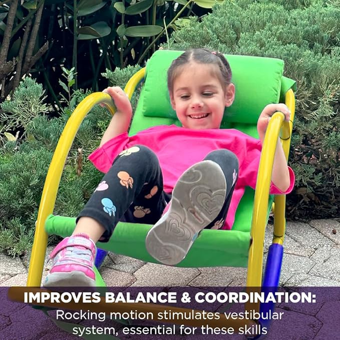 Bright Autism Rocking Chair for Kids (3-8 Years) - Sensory Rocker for ADHD and Special Needs. Great Therapy Tool for Calming Senses. for Sensory Room, Daycare and Playground. Indoor and Outdoor Play