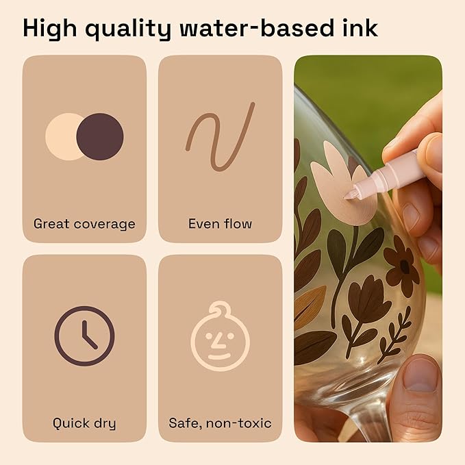 ARTISTRO 12 Skin Tones Acrylic Paint Markers Water-based Extra-fine Tip - Multi-Surface Paint Pens in Soft Colors