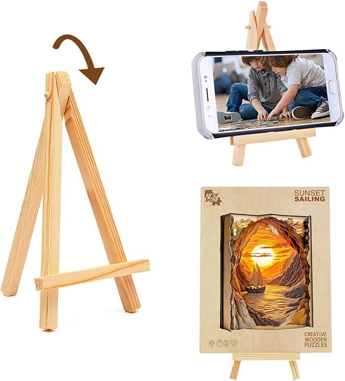 Wooden Puzzles for Adults - Sunset Sailing Wooden Puzzle - Unique Animal Shape Wood Cut Puzzles - Eco-Friendly Home Office Decor (M-11.4 * 11.3in)