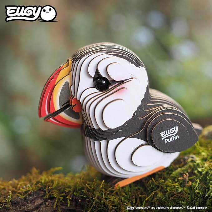Eugy Puffin 3D Puzzle - 31 Piece Eco-Friendly Educational Toy Puzzle for Boys, Girls & Kids Ages 6+