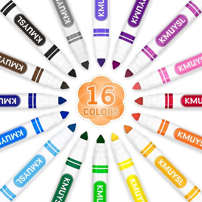 KMUYSL Washable Markers Bulk, Assorted Colors - Broad Line Conical Tip Coloring Markers for Kids, School Art Supplies & Back to School Supplies, Teacher Classroom Must Haves (16 Colors, 192 Pcs)