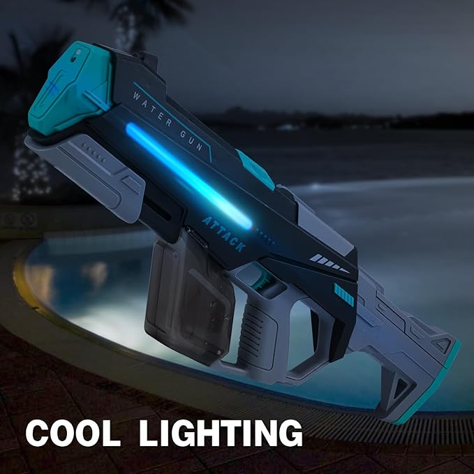 Electric Water Gun w/Auto Suction Water, Water Guns for Adults, Automatic Water Gun with Lights & 32FT Range, Battery Powered Squirt Gun, Beach Pool Party Outdoor Toys for Kids Ages 8-12