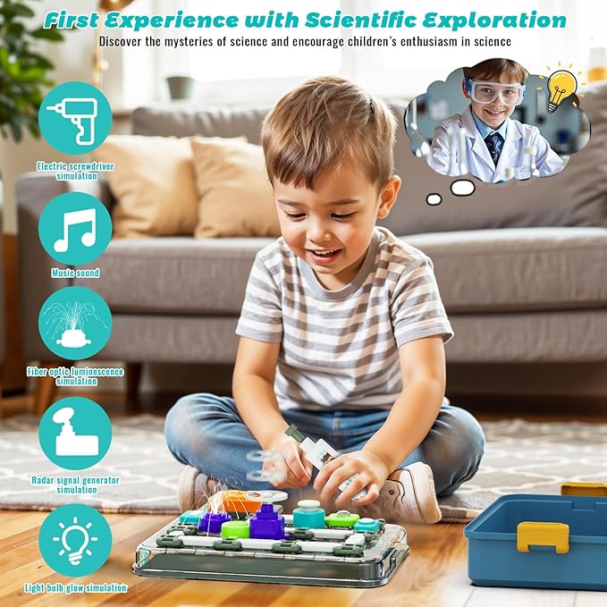 Science Kits for Kids Age 5-7 8-12, STEM Educational Learning Toys with 58 Circuit Parts, Over 520 Projects, Travel Sensory Table Fidget Toy for Boys Girls Birthday Gifts Ages 3 4 5 6 7 8 9 10 11 12