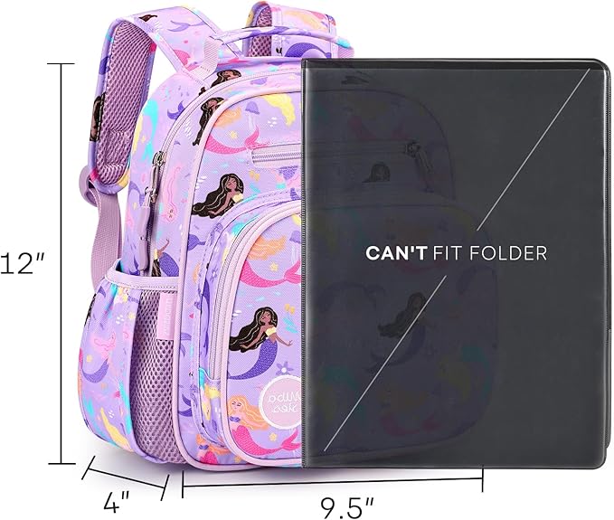 mibasies Toddler Backpack for Girls 2-4: Preschool Kindergarten Backpack - Cute Kids Backpacks for Girls - Mermaid Purple