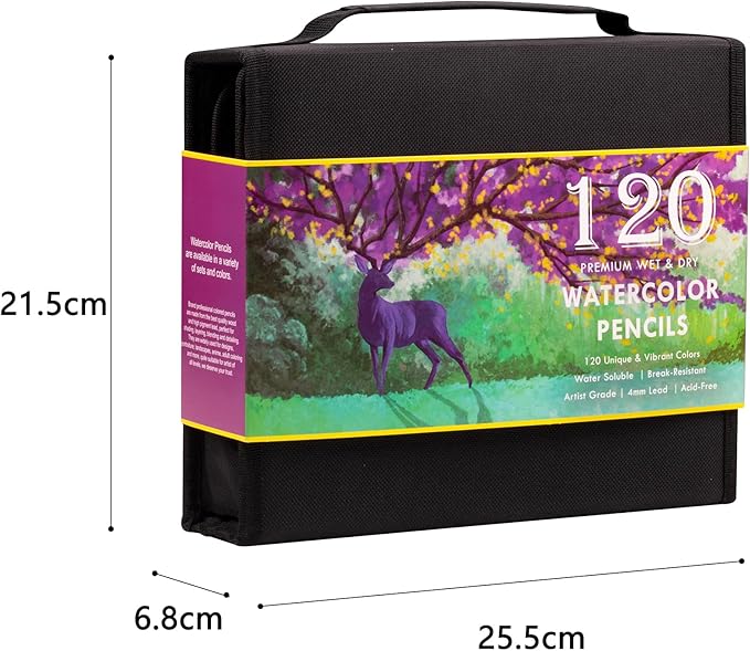 KALOUR Premium Watercolor Pencils, Set of 120 Colors,with Water Brush Pen,Portable Nylon Case,Numbered and Lightfastness,Water-soluble Colored Pencils for Adult Coloring,Water Color for Beginner Kids