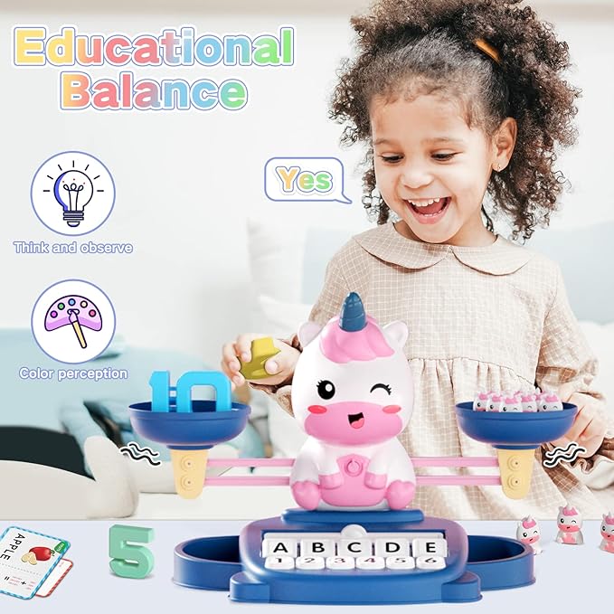 Unicorns Kindergarten Preschool Learning Activities Math Counting Matching Letter Toys - Toddler Educational Toys for 3 4 5 6 7 Year Olds Girls Birthday Gift Games for Kids Ages 5-7 3-5