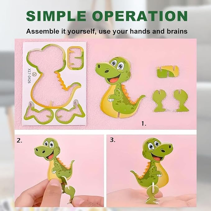 100PCS Educational 3D Cartoon Puzzle for Kids - Insects, Dinosaurs, Animals, Vehicles Themed 3D DIY Cardboards for Boys & Girls Gift Party Supplies