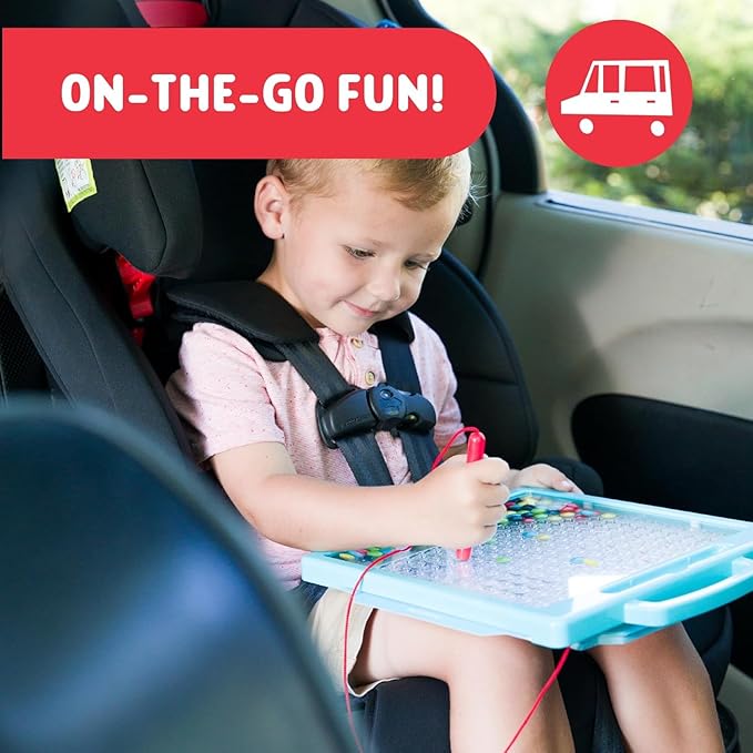 Chuckle & Roar - Magnetic Dot Art Designer - Kids Color by Number Toy - Mess Free Stencil Art for preschoolers - Magnetic Pen and Stencils Included