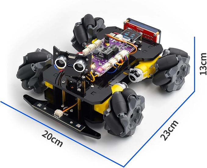 Adeept Mecanum Wheel Smart Car Kit(Compatible with Arduino IDE), Line Tracking, Light Tracing, Obstacle Avoidance, Servo Motor, OLED Display, Buzzer, LED Dot Matrix Display