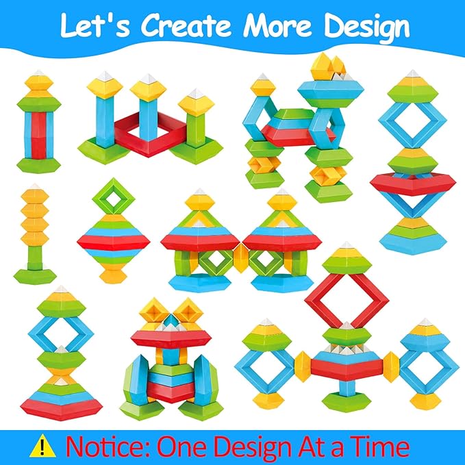 Tsomtto Montessori Toys for 3 4 5 6 Year Old Boys Girls Toddlers Preschool Learning Activities 30 Pcs Stacking Building Blocks STEM Stackable Educational Sensory Gifts for Kids Age 3-4