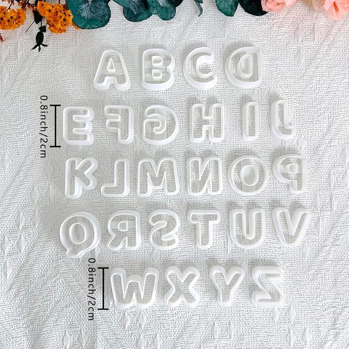 Xaekicr Alphabet Polymer Clay Cutters: 26 Pcs, Letter Designs for Polymer Clay Jewelry,Letter Clay Molds for DIY Custom Clay Earrings