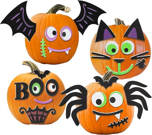 16 Packs Foam Halloween Pumpkins Decorations Stickers, Make Funny Pumpkins Craft Kits for Holiday Decor Kit Party Best Gift for Kids Adult Girls Boys DIY Jack-O-Lantern Pumpkin