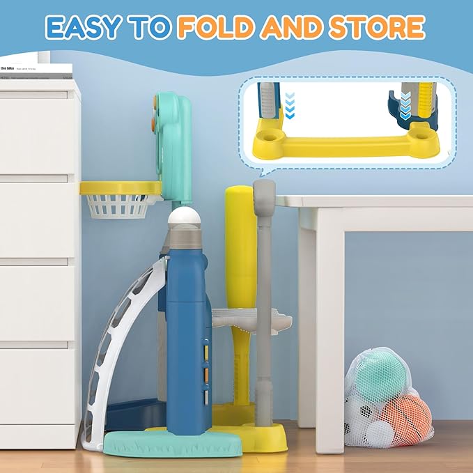 Toddler Sports Toys, 5-in-1 Toddler Basketball Hoop Soccer Bowling Baseball Golf Activity Center, 1 2 3 Year Old Boys Girls Toy, Toys for Toddlers & Baby