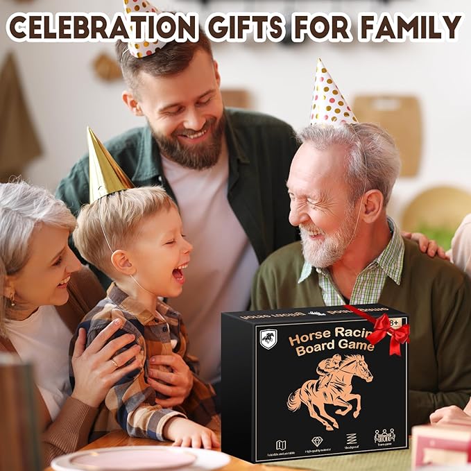 FUNNYB&G 21 inches Horse Race Board Game Foldable Large Horse Racing Game for Adults with 11 Metal Horses, Solid Wood 60 Pcs Poker Chips 2 Dice 1 Pack of Cards for Family Tabletop Parties(Brown)