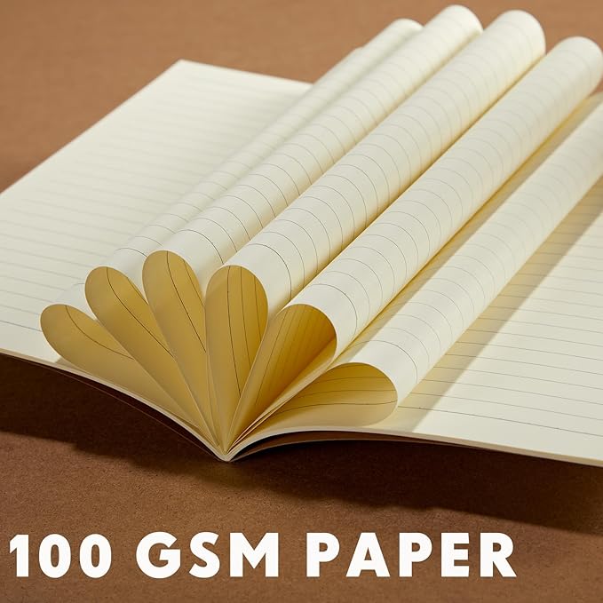 Sepamoon 150 Pack Kraft Notebook Journals 5.82 Inch x 4.13 Inch A6 Softcover Notebooks Bulk for Kids Student Writing Sketch Travel Journal Office Notepad with 48 Pages 24 Sheets, Lined(Dark Brown)