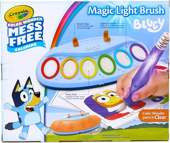 Crayola Bluey Color Wonder Magic Light Brush, Mess Free Painting Station for Kids, Holiday for Kids, Toddler Bluey Toys & Activities, Ages 3+