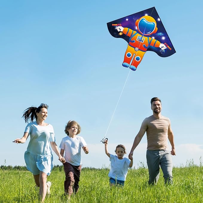 HONBO Large Delta Kite for Kids & Adults,Extremely Easy to Fly Kite for Beach Trip,String Line Included,with Colorful Tail,Perfect for Beginners