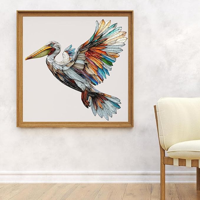 Wooden Puzzles for Adults, Pelican Jigsaw Puzzles, Unique Shape Adult Puzzles, Irregular Christmas Thanksgiving Gifts for Family Friend(13.8 * 13.7 in-200pcs)