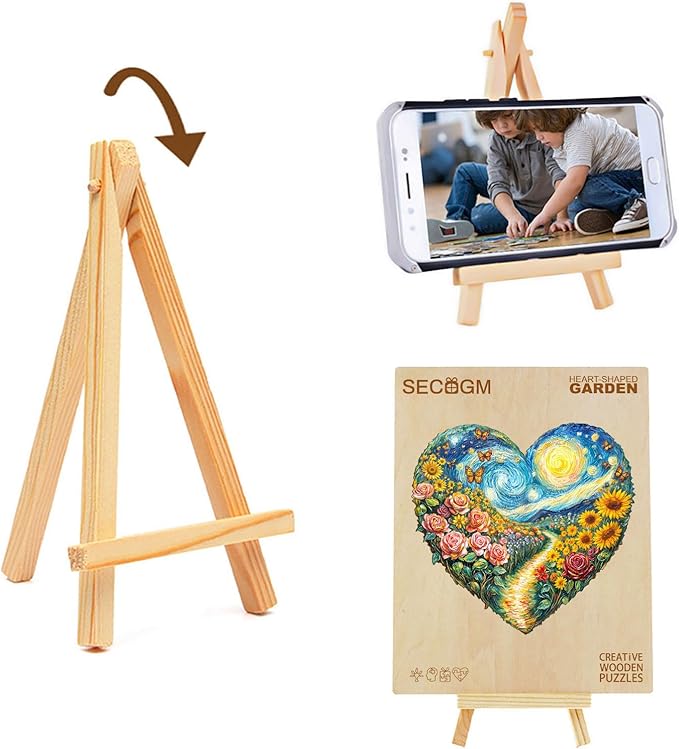 Wooden Puzzles for Adults - 100 Pieces Heart-Shaped Garden Wooden Puzzle - Unique Shape Wood Cut Puzzles - Eco-Friendly Home Office Decor (S-8.5 * 8in)