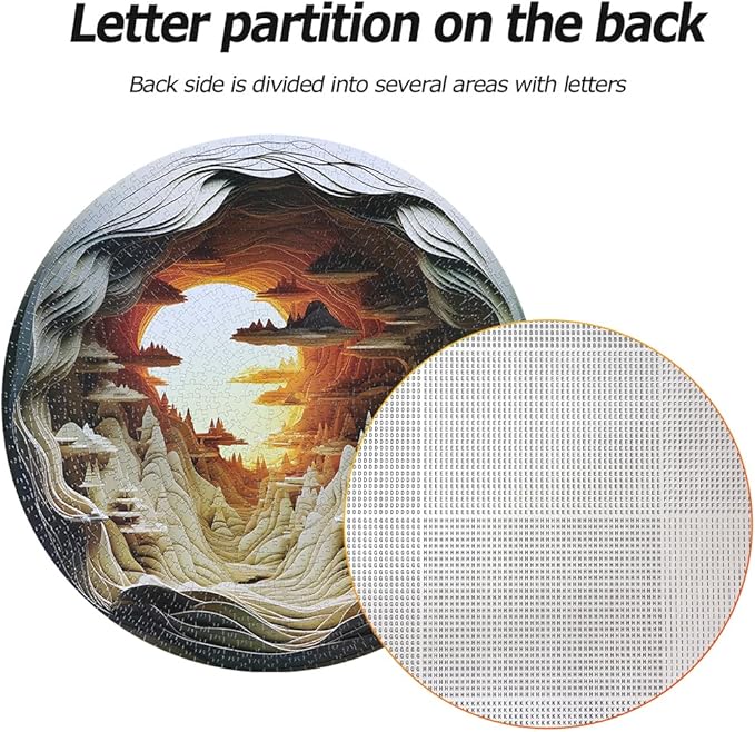 Bgraamiens 3D Visual Dawn Inside a Cave - 1000 Pieces Round Puzzle for Adults, Unique Autostereoscopy Hard Challenge, BG24011