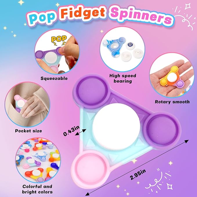12PCS Pop Fidget Spinners - Colorful Party Favors for Kids -Fidget Spinners Bulk-Sensory Toys for Stress Relief and Anxiety - Classroom Prizes,Goodie Bag Stuffers