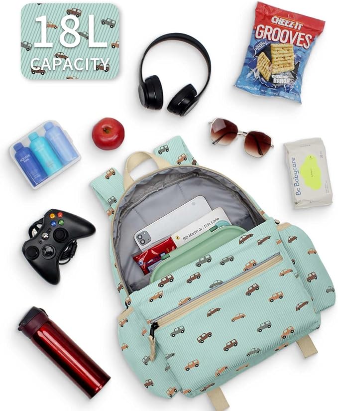 Corduroy Kids Backpack for Boys 6-10: Boys Backpacks for Elementary Kindergarten 15” H Fit Folder