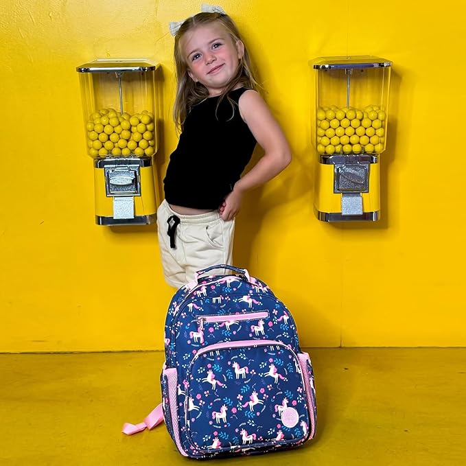 mibasies Kids Backpack for Girls: Girls Backpack 5-8 - Kindergarten Elementary School Bookbag for Girl - Unicorn