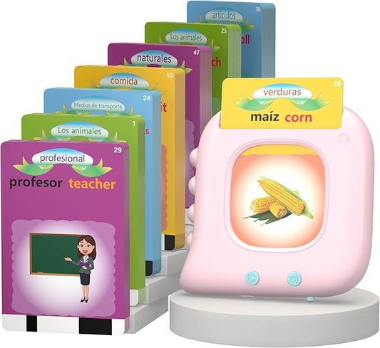 Bilingual Spanish Talking Flash Cards for Toddlers 1-3, Pocket Speech Learning Toys with 224 Sight Words, Toddler Toys for Ages 1 2 3 4 5 Years Old Autism Sensory Montessori Gift