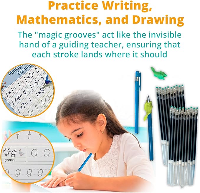 Channie’s Magic Groove Book Set, Kids’ Reusable Activity Books, Fun Workbooks for Homeschool or Extra Practice; Improve Handwriting Skills, Letter & Number Formation, Includes 5 Books