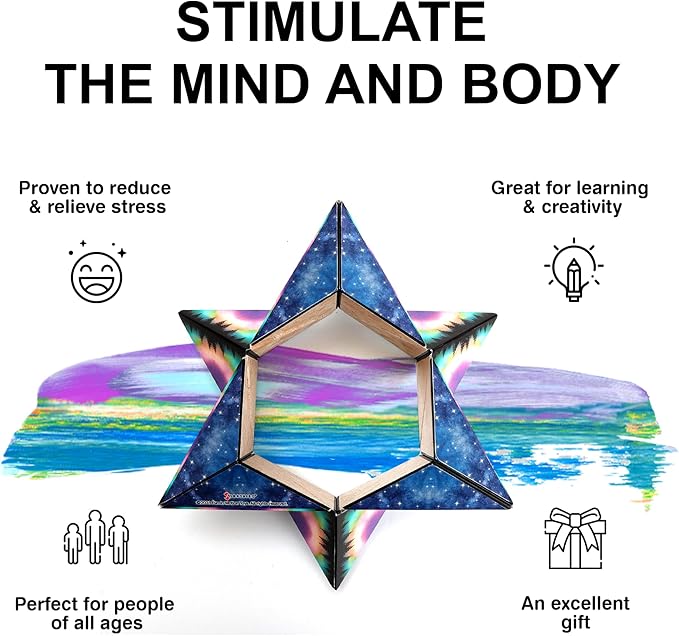 SHASHIBO Shape Shifting Box Bundle- Award-Winning, Patented Fidget Cube w/ 36 Rare Earth Magnets - Transforms Into Over 70 Shapes - Explore The Earth Moon Connection (Earth - Moon 2 Pack)