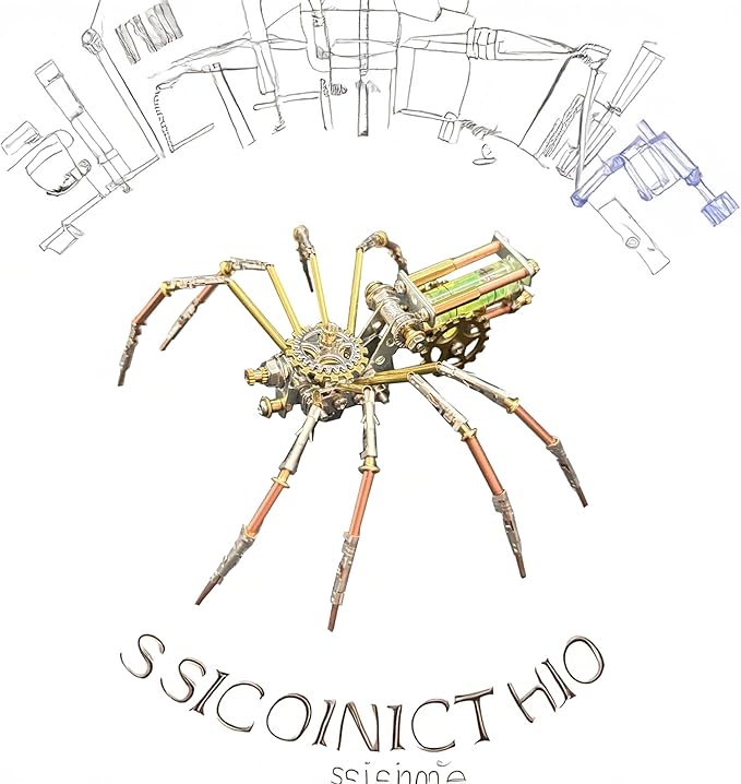 Metal Insect Bug Sculpture Steampunk Mechanical Insect Clockwork 3D Steampunk Metal Puzzle Kits for Adults (Mechanical Spider F)