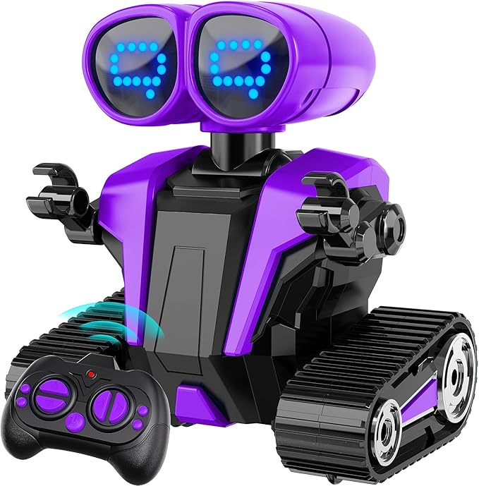 Robot Toys for Boys Girls with Auto-Demonstration Robots for Kids Remote Control Rechargeable Emo Robot with LED Eyes Age 3 Years and Up Purple