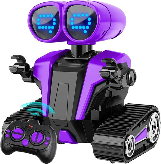 Robot Toys for Boys Girls with Auto-Demonstration Robots for Kids Remote Control Rechargeable Emo Robot with LED Eyes Age 3 Years and Up Purple
