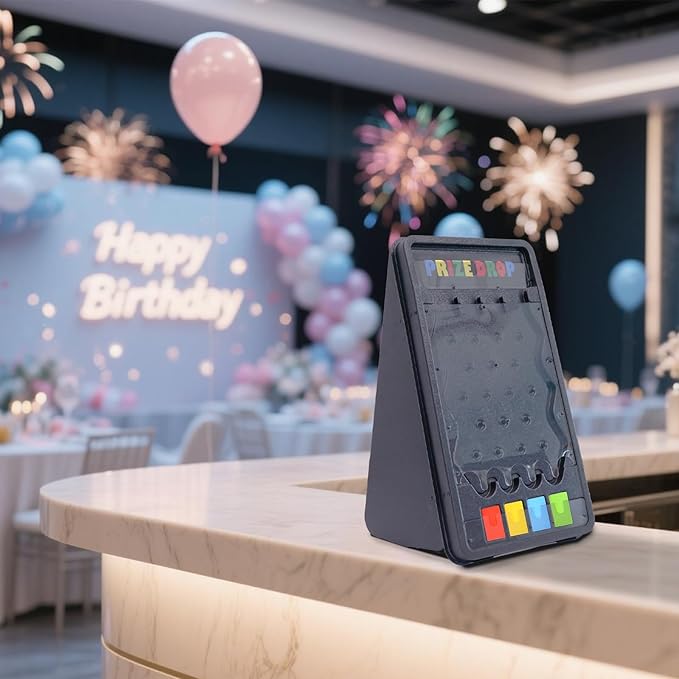 iElyiEsy 25"x14" Prize Drop Plinko Board Game Set, Featuring 8 Personalizable Playing Pucks. A for Family Get - Togethers,and Carnival - Style Events - Mini Collapsible Tabletop Plinko Game Drop