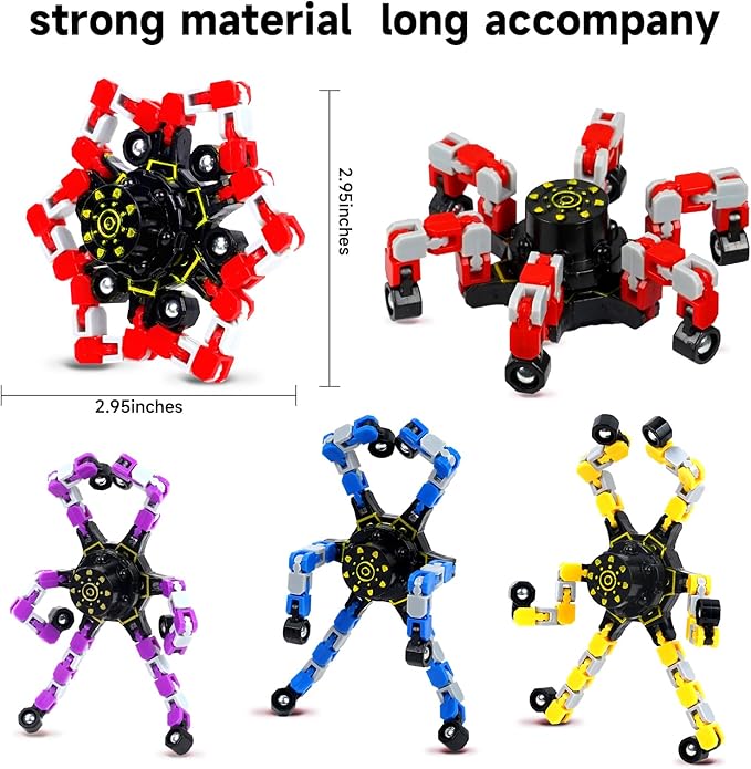100PCS Fidget Toys Bulk Transformable Fidget Spinner Party Gifts Travel Sensory Toys for Easter Basket Stuffers Birthday Party Favours School Rewards