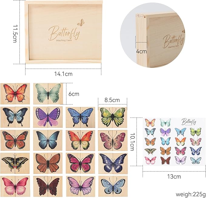 Wooden Puzzles for Toddlers Toddler Puzzles – Montessori Animal Toy Puzzle for Toddlers 3-5 Year Old – Wood Toy Learning Realistic Animals for Boy and Girl (Butterfly)