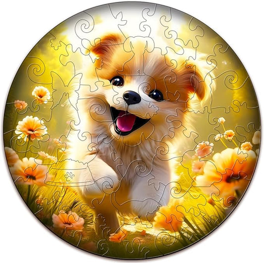 Wooden Puzzles for Kids Ages 4-8, Cute Dog Puzzle, Unique Animal Shaped Wooden Jigsaw Puzzles for Kid, 50 Pieces Puzzles for Kids(50pcs,11.4 * 11.4in)