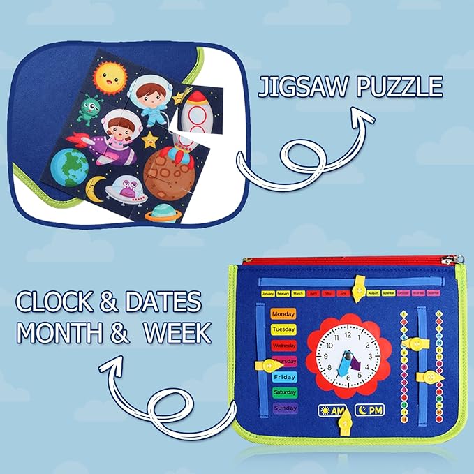 Guolely Busy Board Montessori Toy for 3-6 Year Old Toddlers - Educational Activity Developing Sensory Board for Fine Basic Dress Motor Skills - Travel Toys for Plane Car, Gift for Boys Girls
