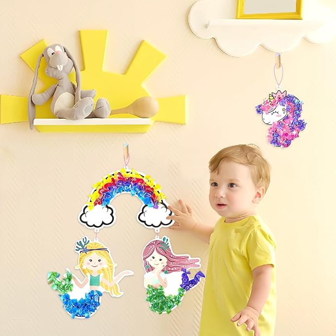 Poke in Fun Art Fabric Craft, Arts and Crafts for Kids,DIY Craft Kits,Create Mess Free Craft,Art Activity Birthday Christmas Gift Ideas for Children,Rainbow Toys for Girls and Boys Ages 4-10+
