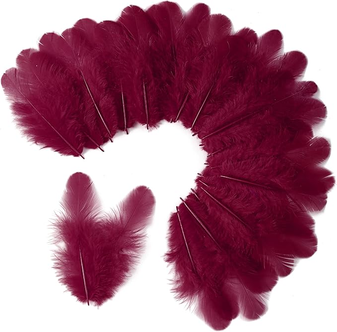 Soarer 300pcs Burgundy Rooster Feathers Bulk - 3-5inch Craft Feathers for Wedding Home Party, Dream Catcher Supplies and DIY Crafts(Burgundy)