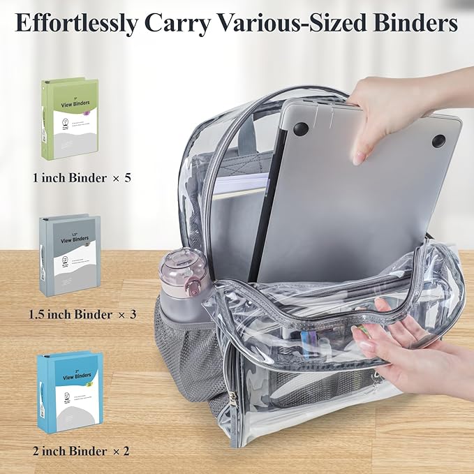 PACKISM Clear Backpack - 17 inch Heavy Duty Clear Backpacks for School, Large Transparent Bookbag for Students (Age 12+)